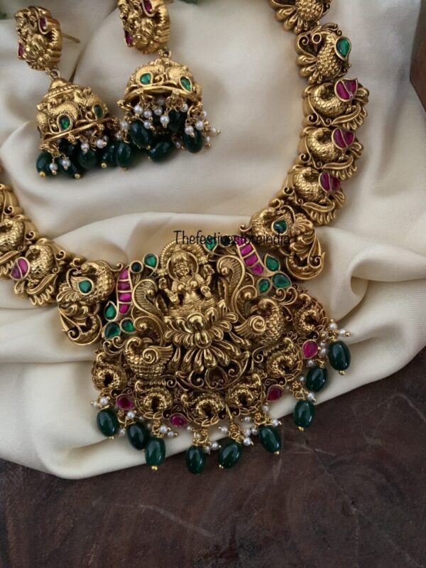 Green drops Lakshmi bridal necklace set