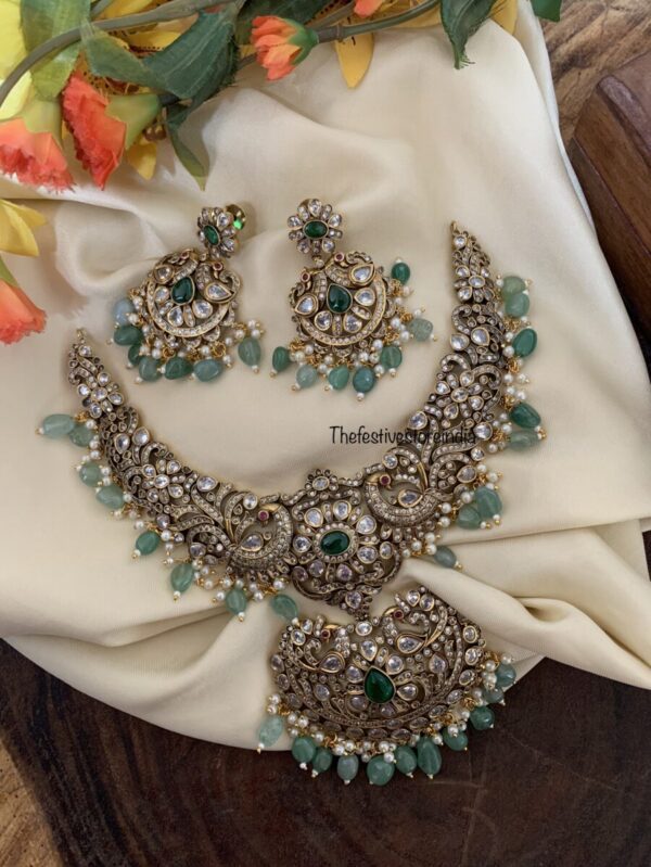 Pastel green Victorian necklace set