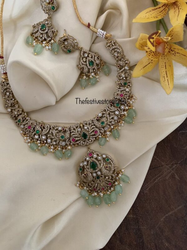 Victorian mint drops tikka style necklace set