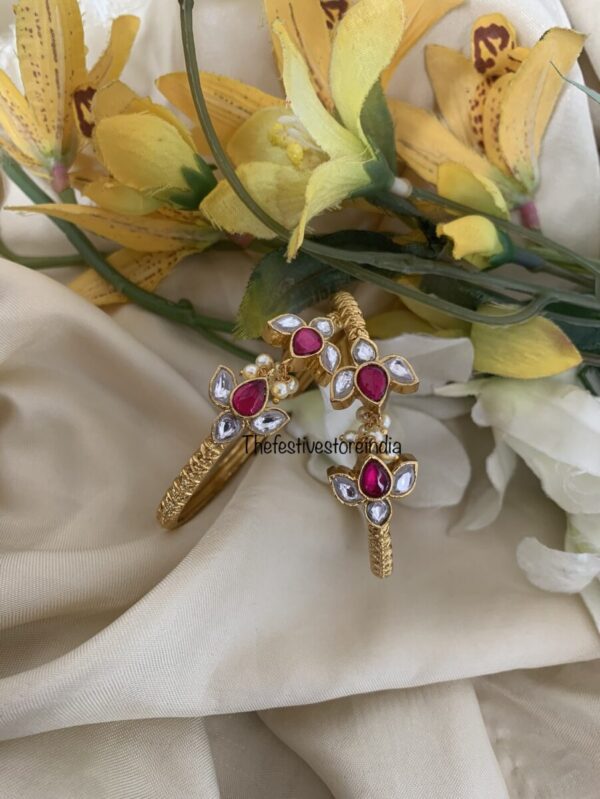 Set of 2 Jadau lotus kada