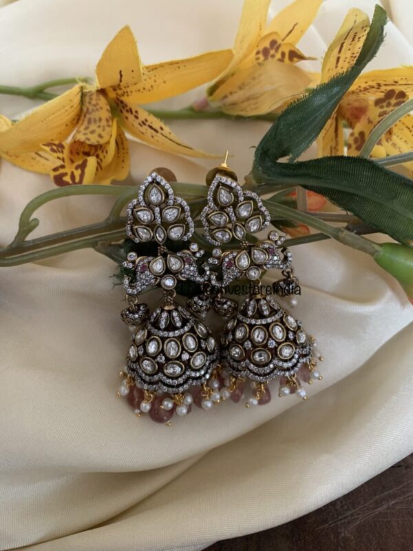 Pink drop victorian jhumkas