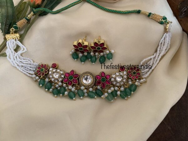 White kundan jadau choker set