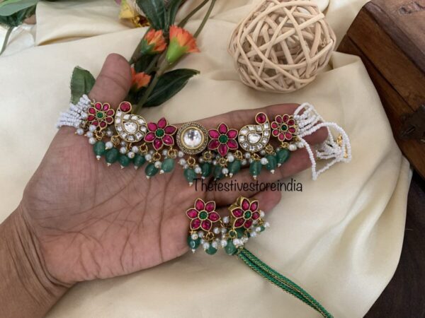 White kundan jadau choker set