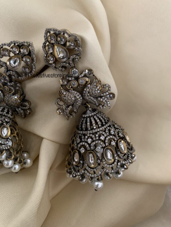 All white Victorian Jhumkas