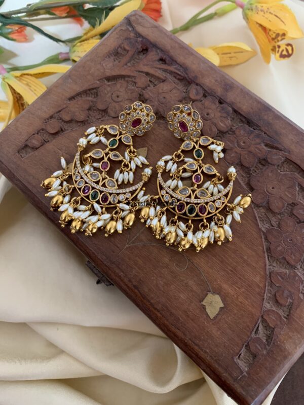 Rice pearls chandbali