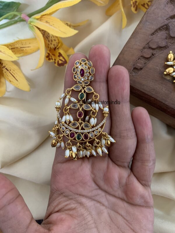 Rice pearls chandbali