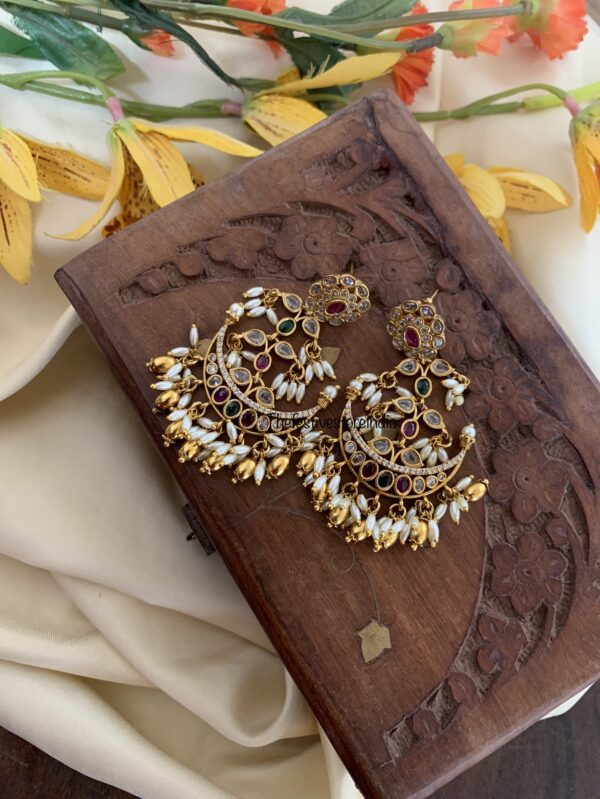 Rice pearls chandbali