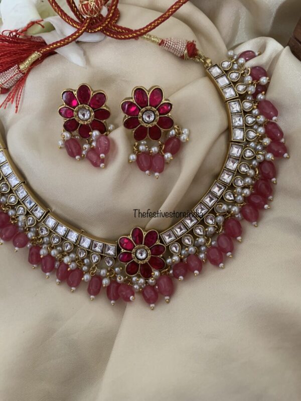 Floral Jadau Kundan Mauve set