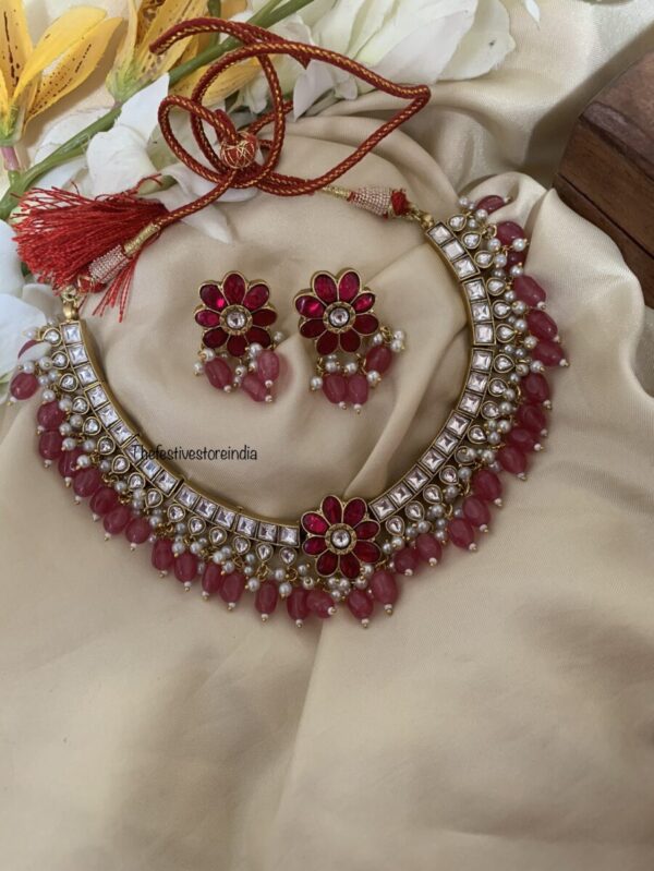 Floral Jadau Kundan Mauve set