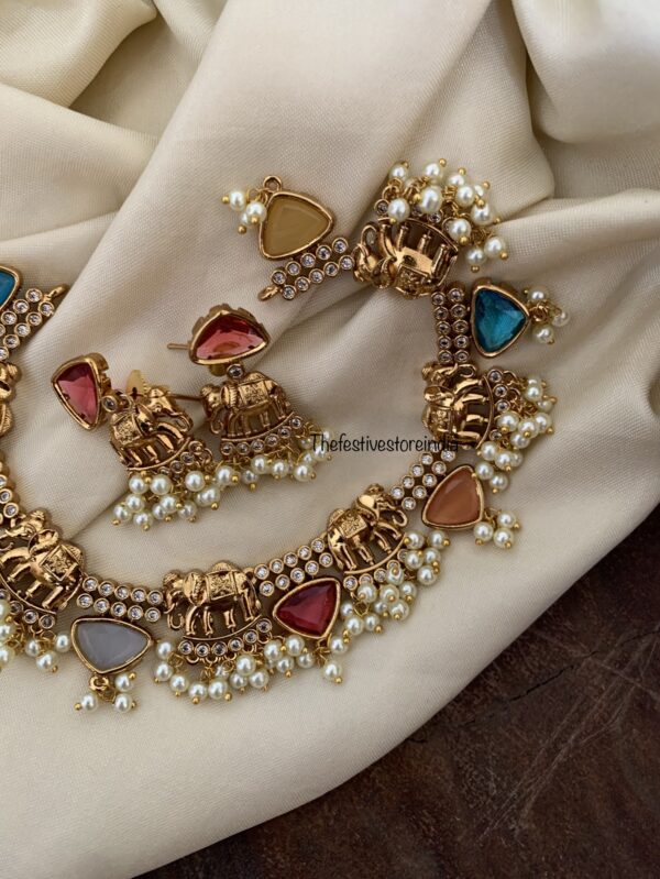 Elephant multi colour necklace set