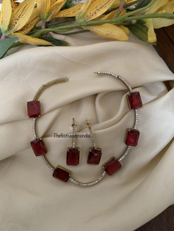 Contemporary AD Ruby necklace set