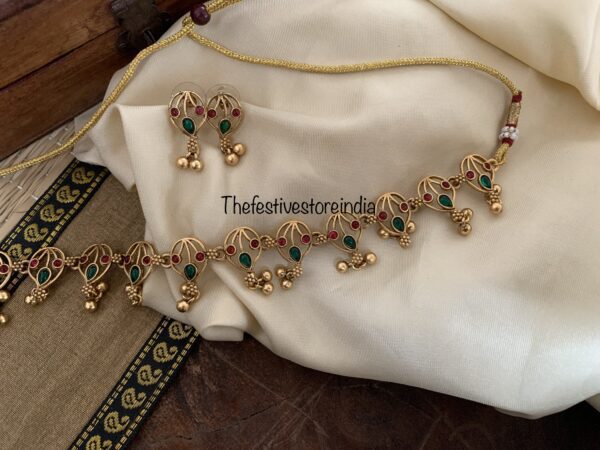 Matte carved drops choker/necklace set