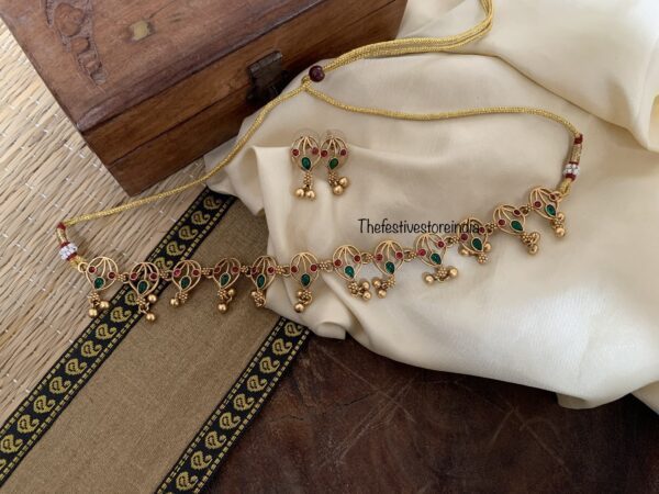 Matte carved drops choker/necklace set