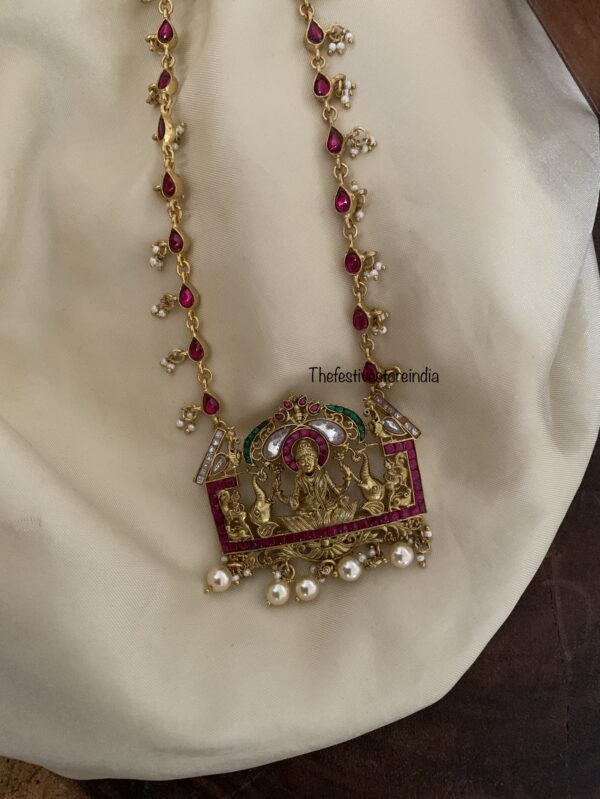 Jadau kundan lakshmi ambaari mid length haaram