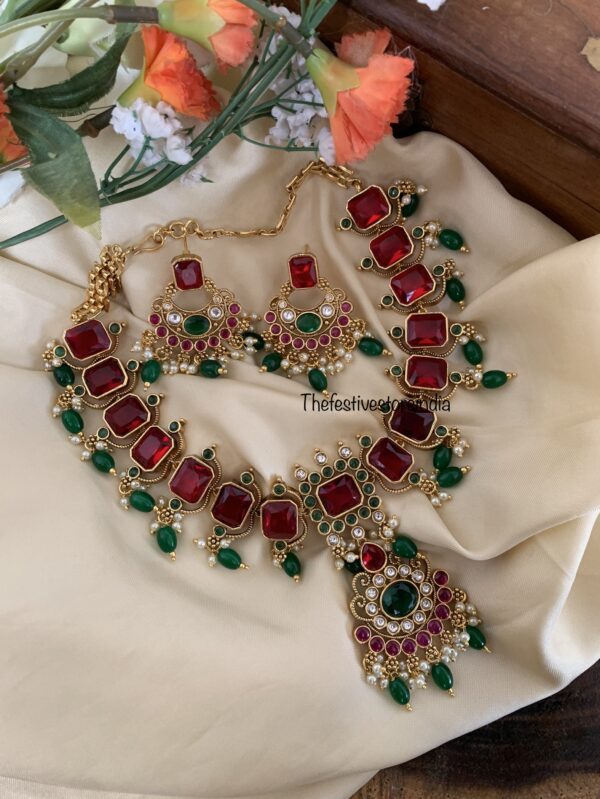Multi colour Kemp blocks necklace set