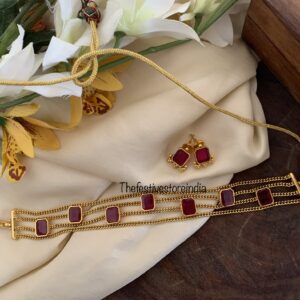 Maroon / Ruby block stone choker set