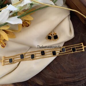 Black block stone choker set