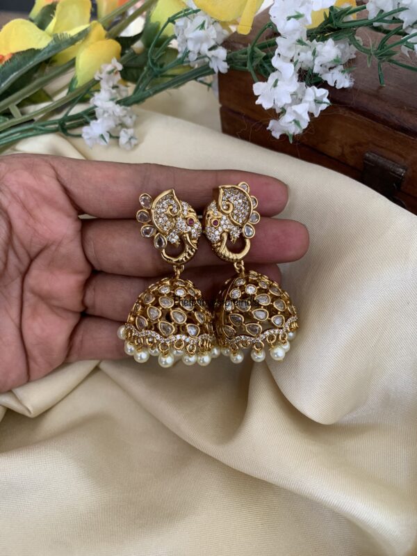 All white Kundan ambaari jhumka