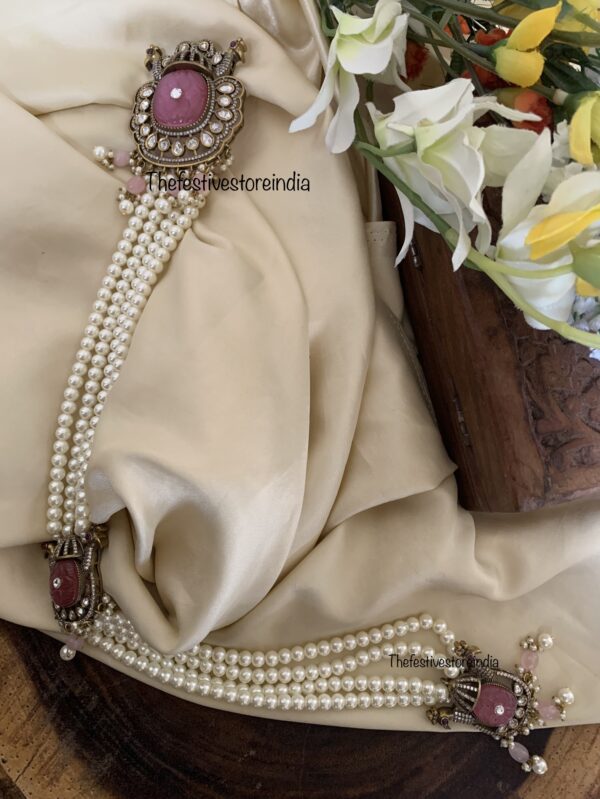 Pink Victorian pearls Jade Bangaara 42cms