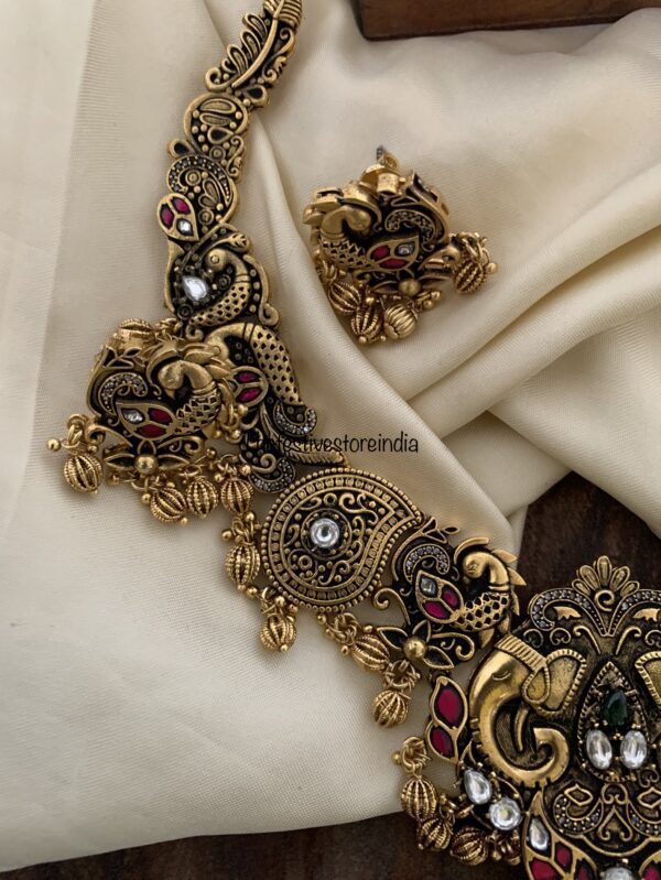 Antique polish Fusion carved ambaari navilu set