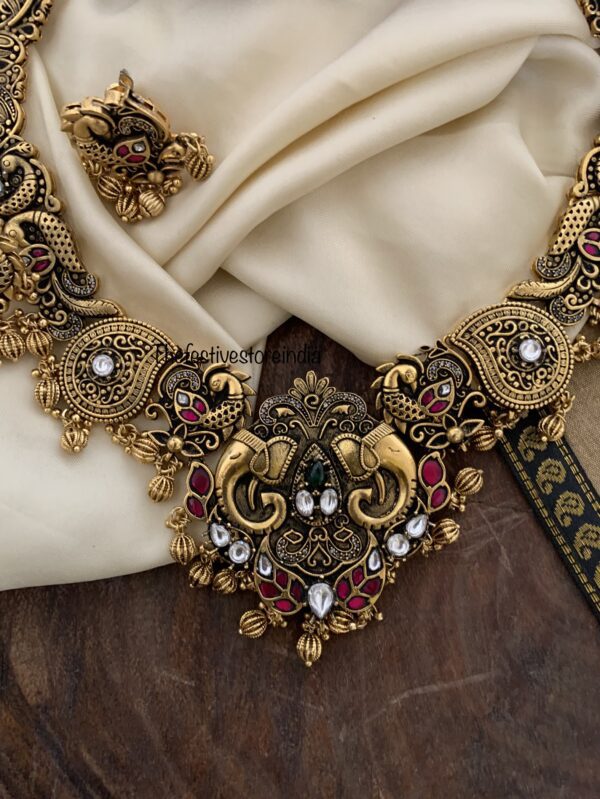 Antique polish Fusion carved ambaari navilu set
