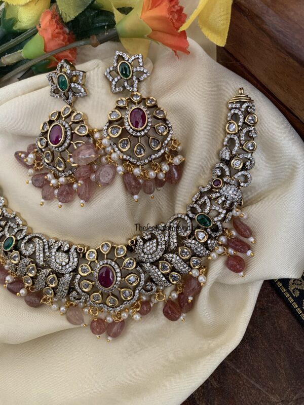 Asymmetric Pink beads victorian set