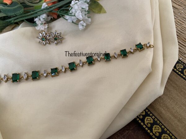 Minimalist Emerald CZ floral set (kids friendly)