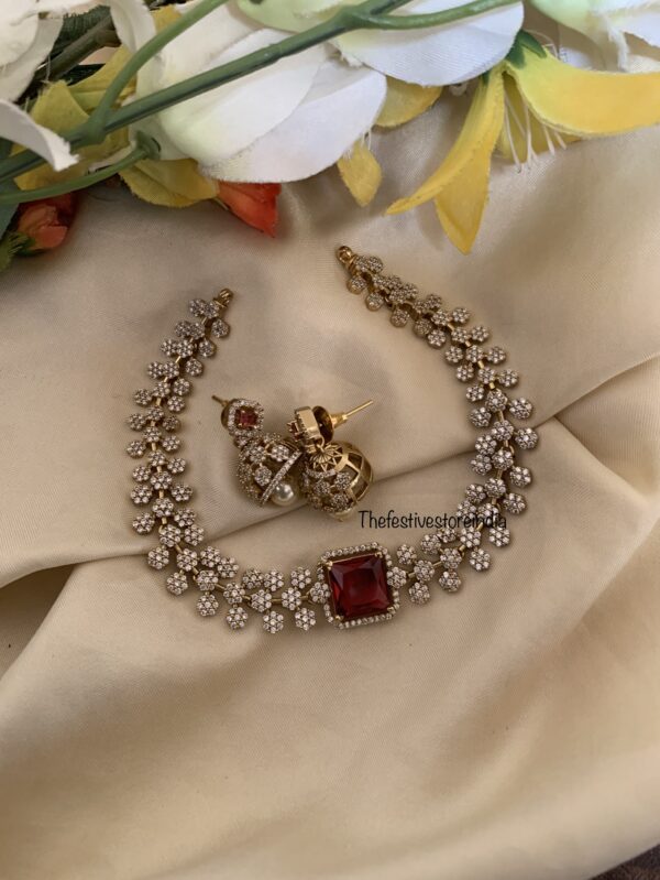 Flexible Ruby diamonds choker/necklace set