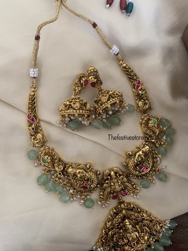 Mint beads lakshmi necklace set