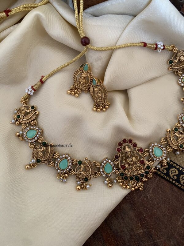 Budgeted Lakshmi mint stone necklace set