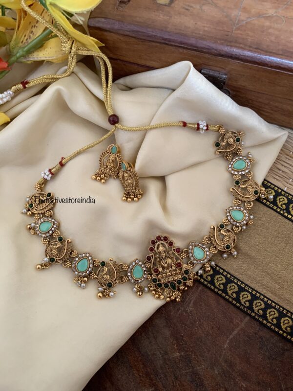 Budgeted Lakshmi mint stone necklace set