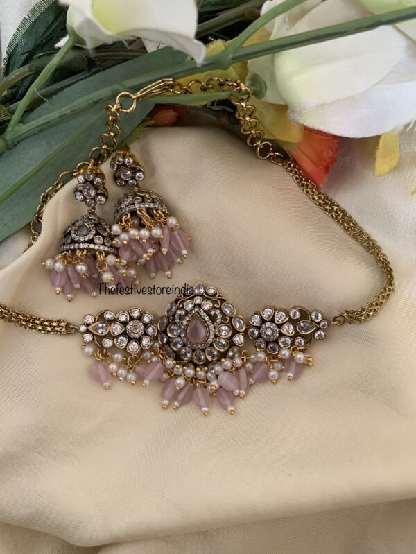 Budgeted Pink beads victorian choker set