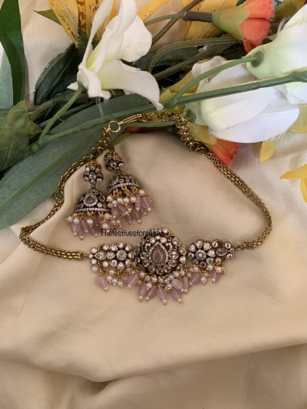 Budgeted Pink beads victorian choker set