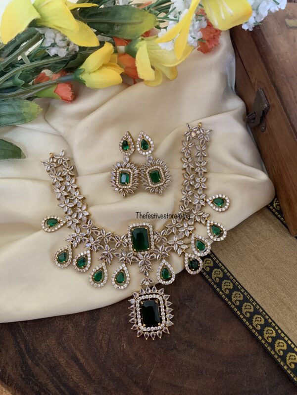 Designer heavy 2 layer emerald CZ set