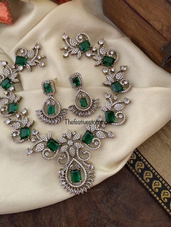 Emerald CZ necklace set