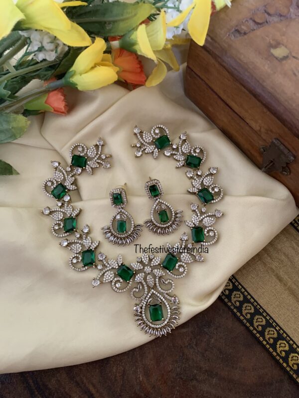 Emerald CZ necklace set