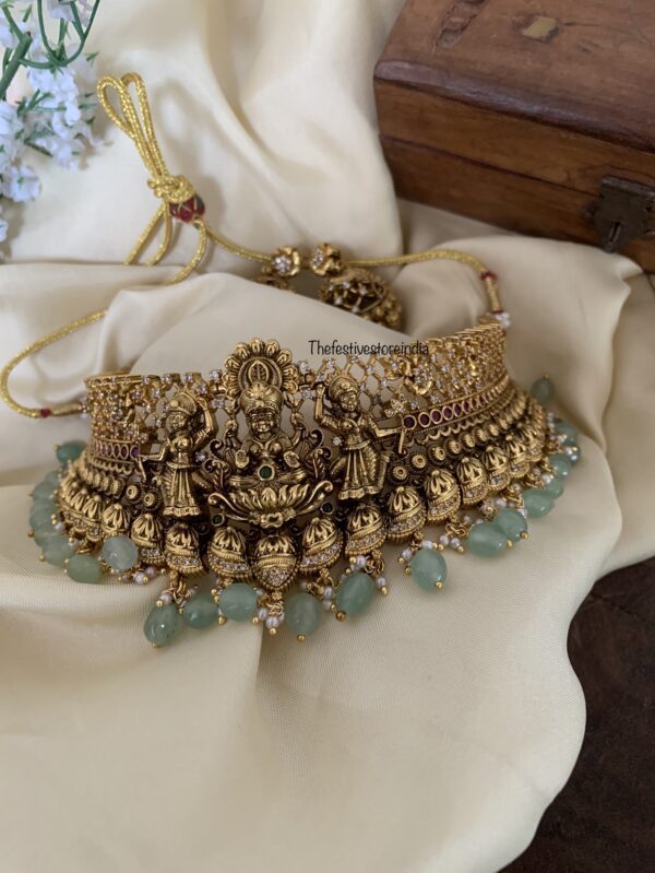Heavy bridal mint drops lakshmi choker set