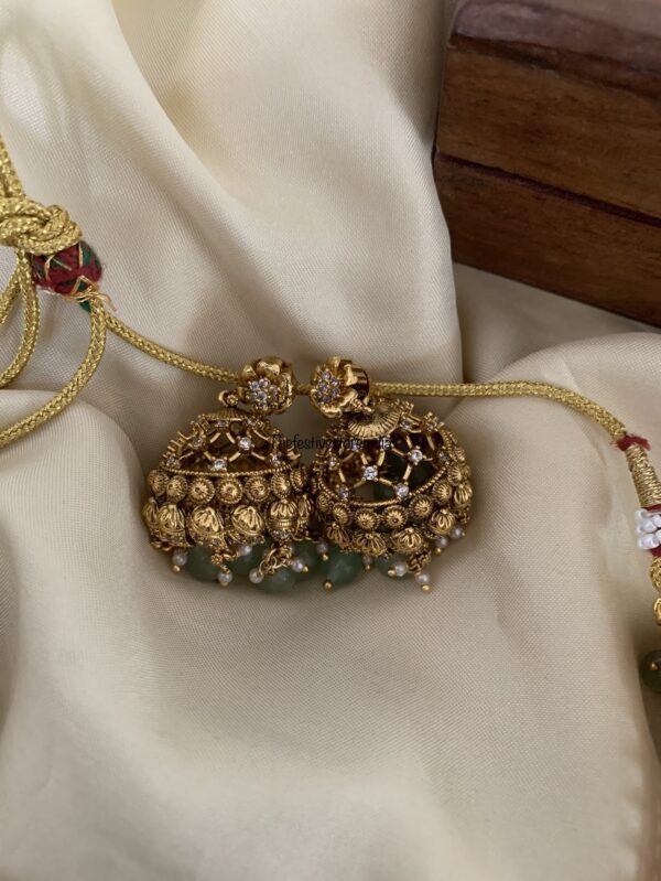 Heavy bridal mint drops lakshmi choker set