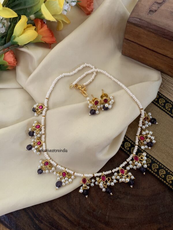 Jadau purple drops pearls set