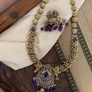 Purple beads Victorian pendant Haaram set