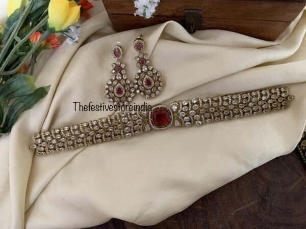 Statement Victorian Ruby stone choker set