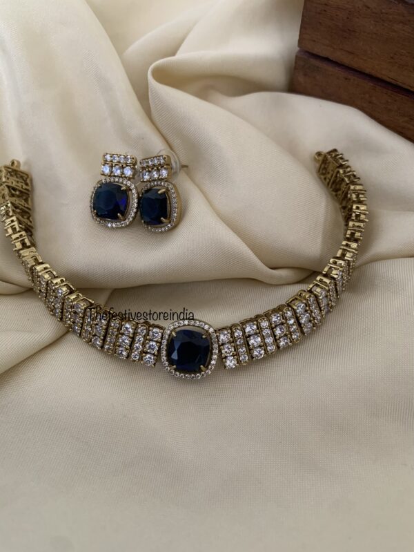Classic Blue stone victorian choker set