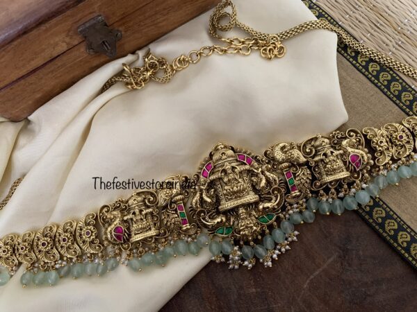 Budgeted Bridal mint drops Lakshmi hipchain