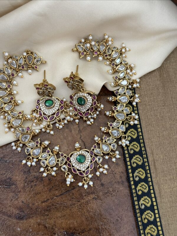 CZ pearls drops necklace set