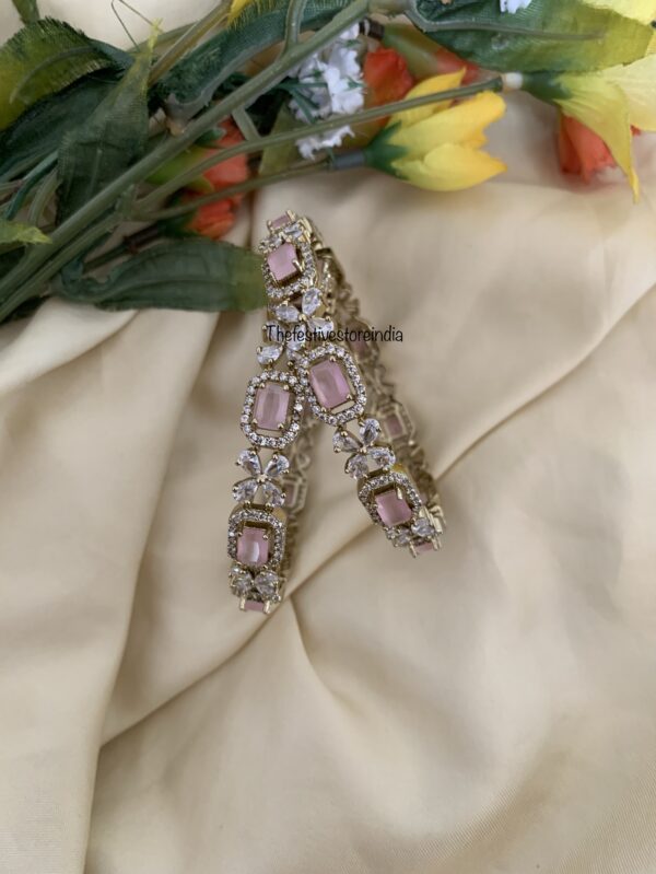 CZ pastel pink Bangles - Set of 2