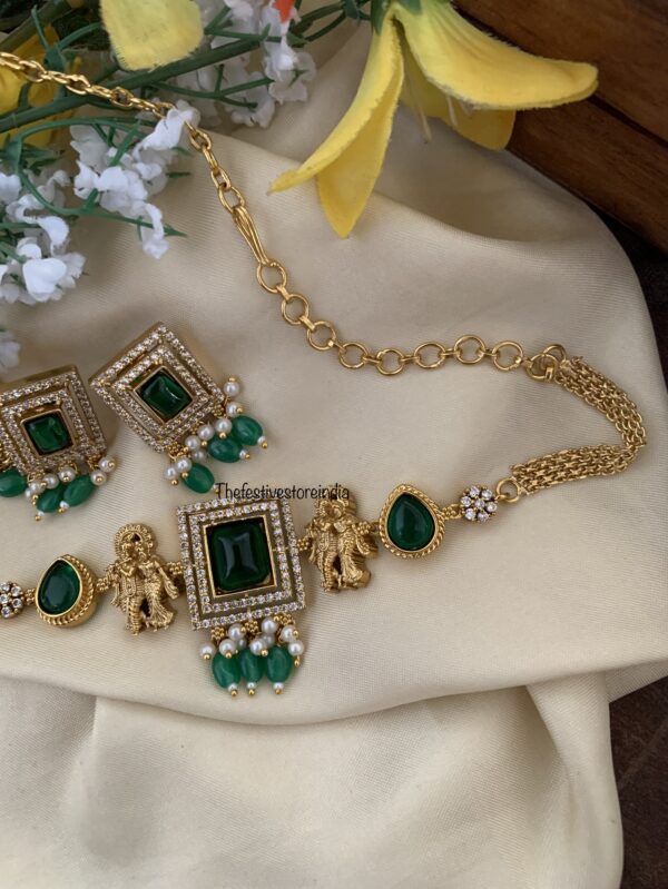 Emerald RadhaKrishna choker necklace set