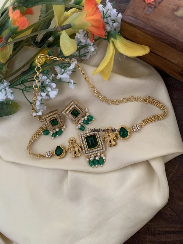 Emerald RadhaKrishna choker necklace set