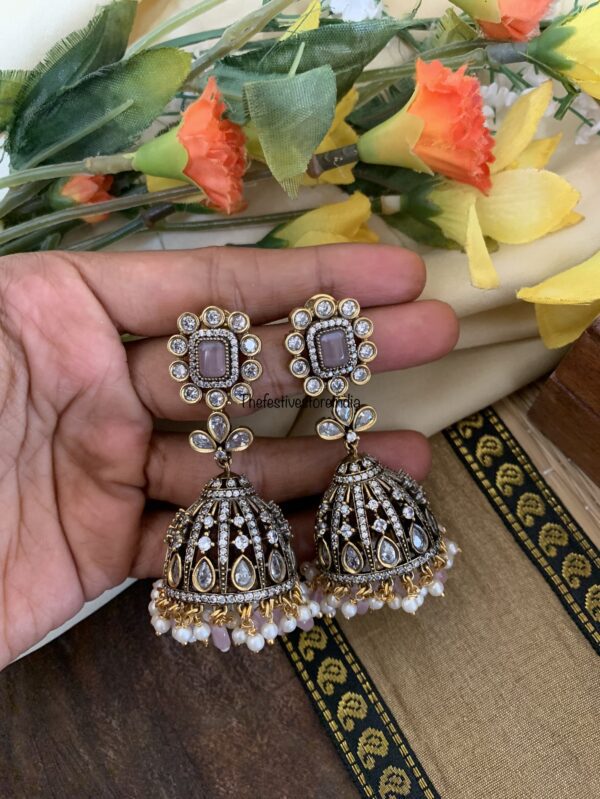 Victorian Pink block jhumkas