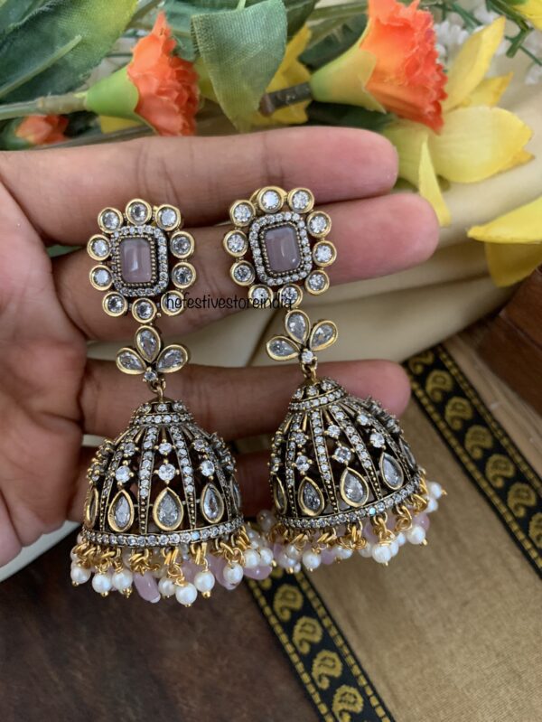 Victorian Pink block jhumkas