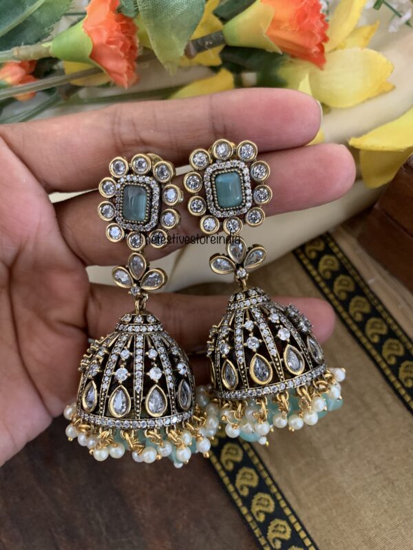 Victorian Mint block jhumkas